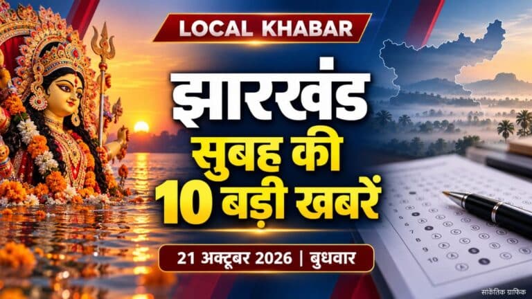 झारखंड की टॉप 10 खबरें 21 अक्टूबर 2026: विसर्जन, मौसम, JTET