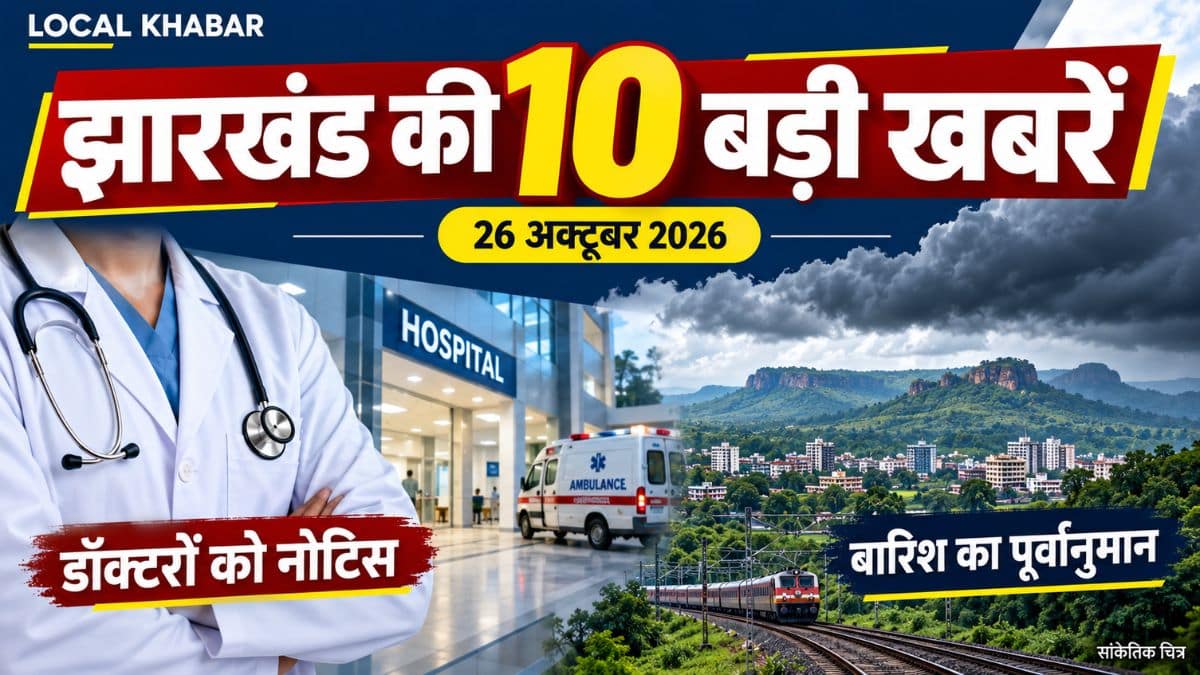 Jharkhand Top 10 News, 26 October 2026: डॉक्टरों को नोटिस, बारिश का पूर्वानुमान और आज भाजपा का घेराव