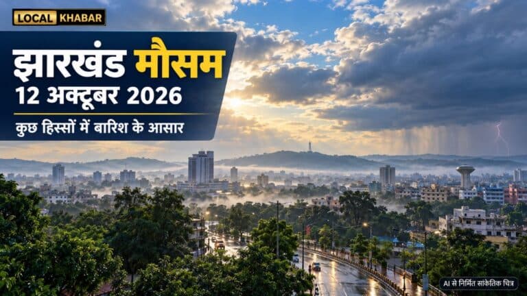 झारखंड के मौसम पूर्वानुमान को दर्शाता बादल, बारिश और बिजली का सांकेतिक चित्र
